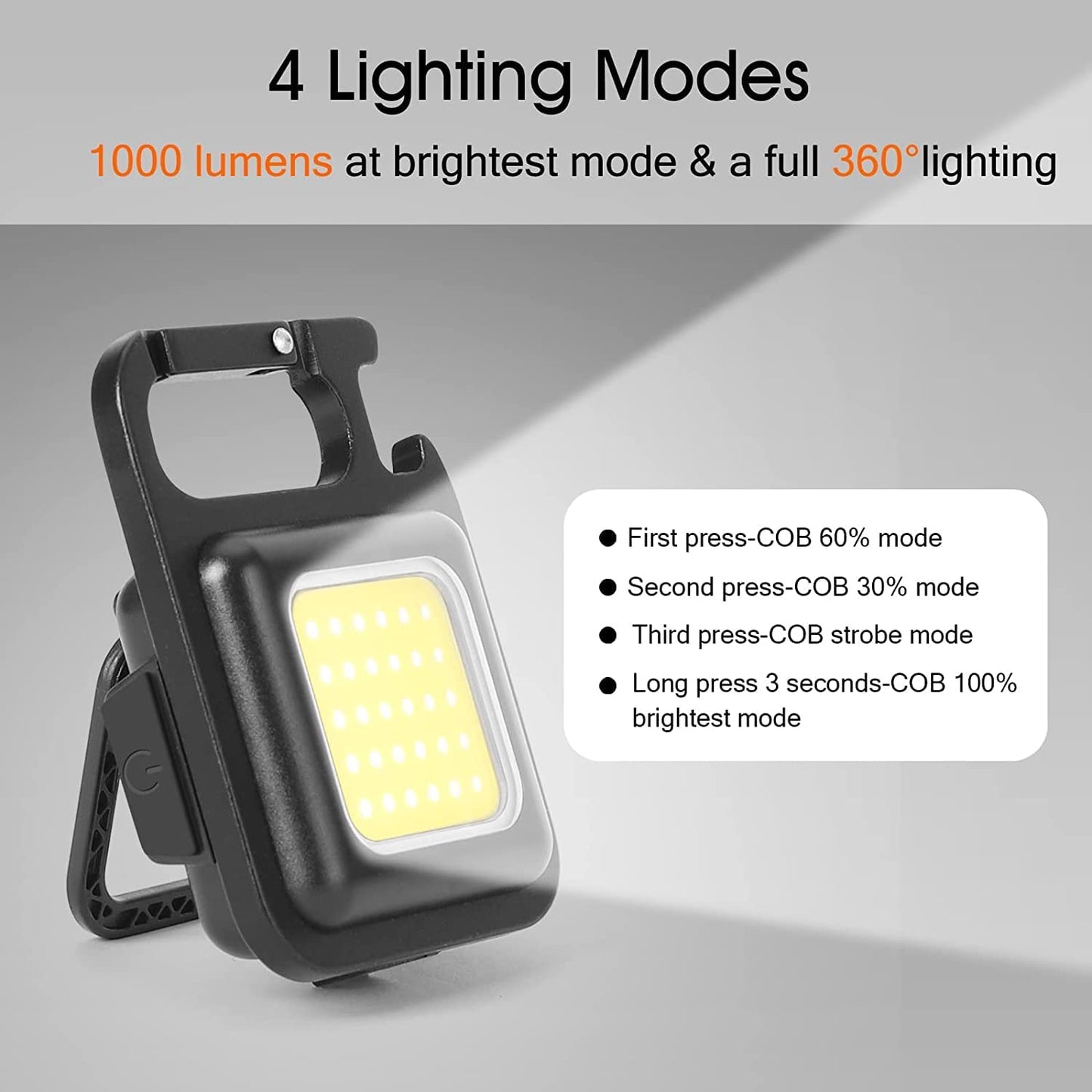 Mini LED COB Flashlight , Keychain Light,500 Lumen Rechargeable Flashlights